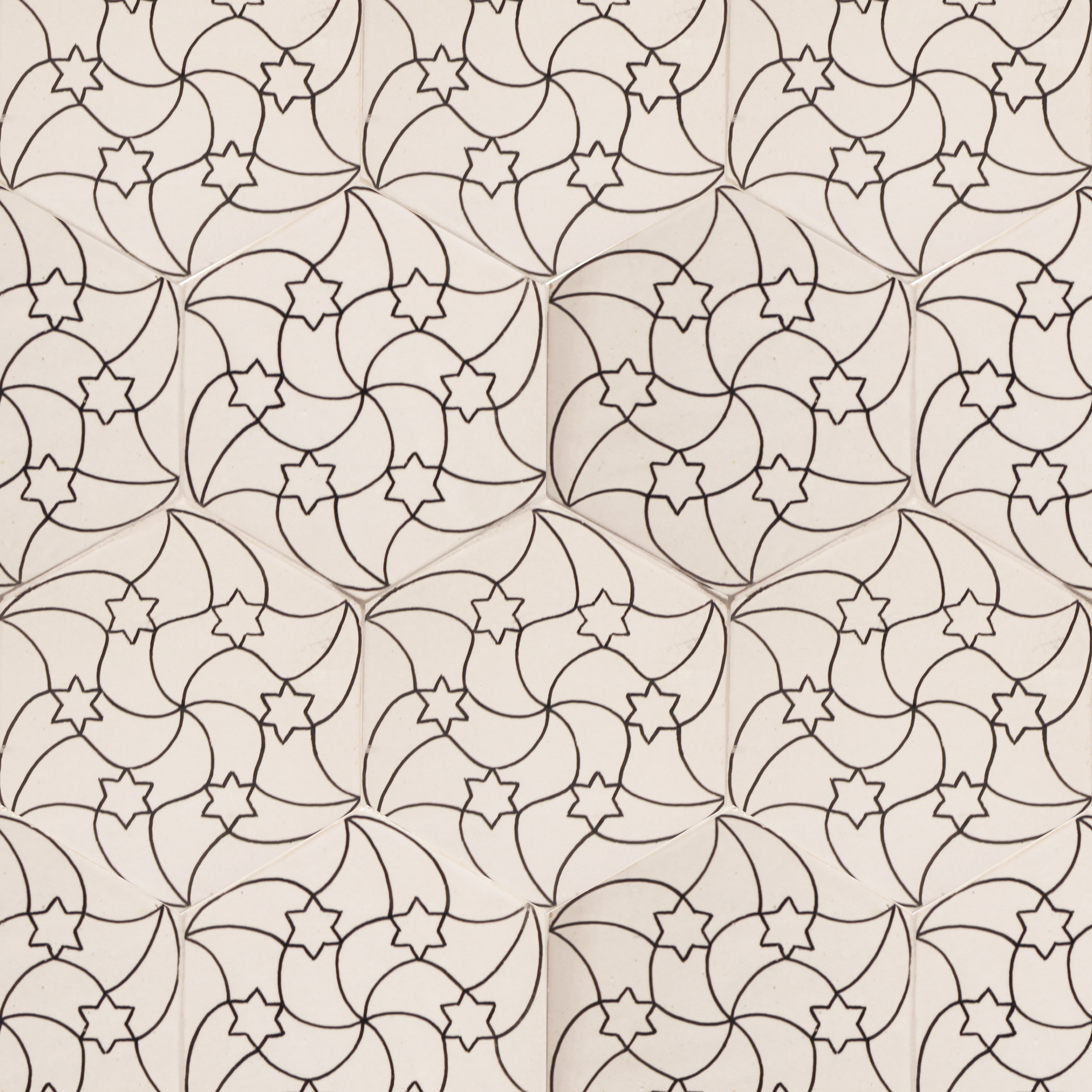 Mosaic House Moroccan tile HPC_RafRaf A L 1 White  solid hand painted 